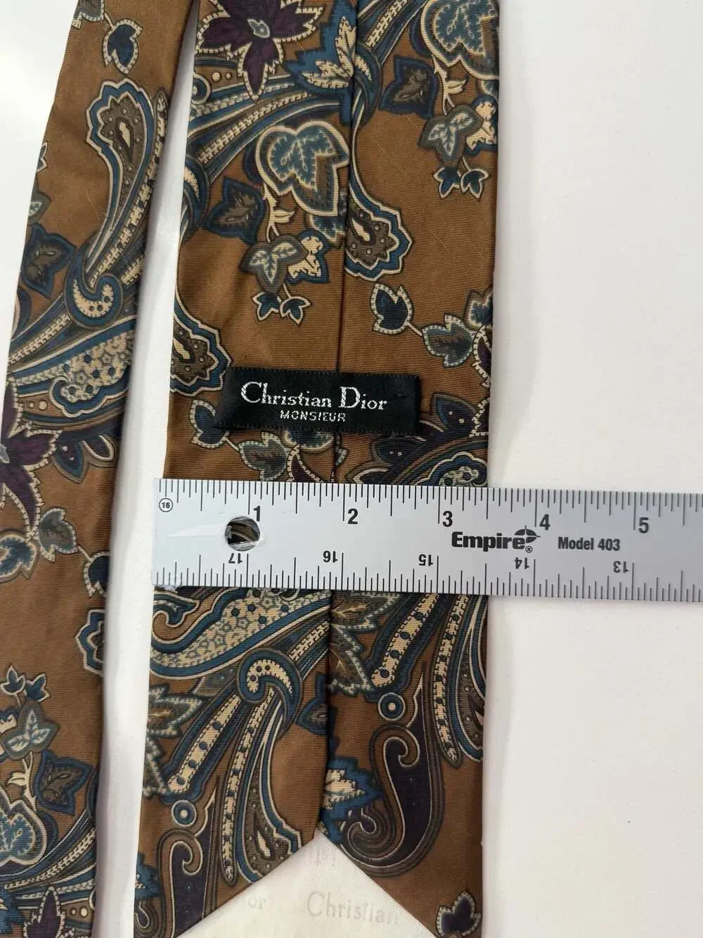 Christian Dior Monsieur Brown Paisley Silk Tie